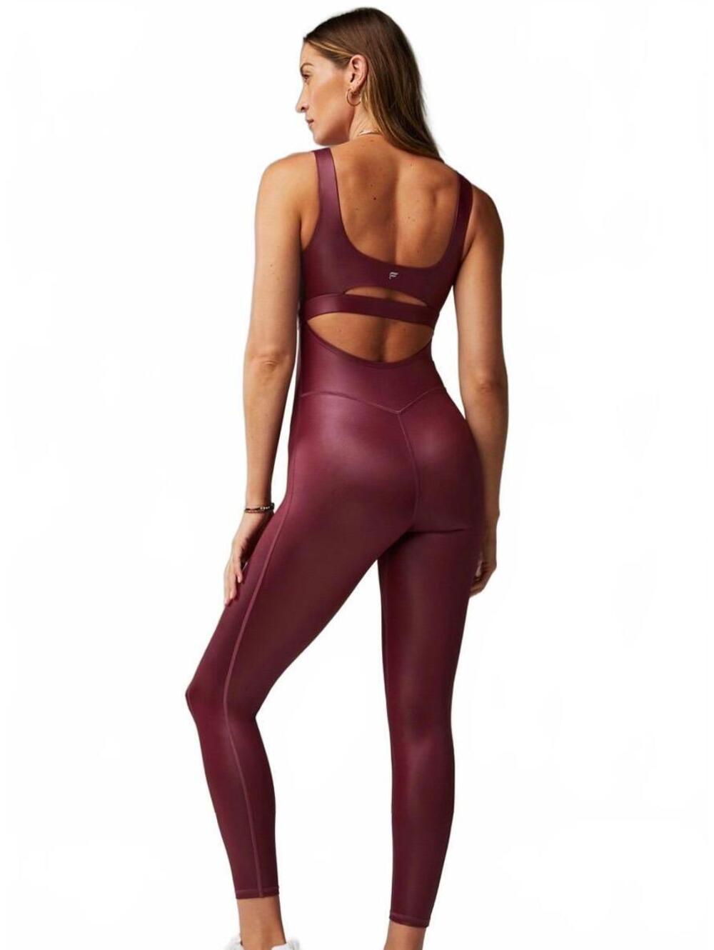 NWT Fabletics Motion365+ Shine Jumpsuit in Merlot Shine size L